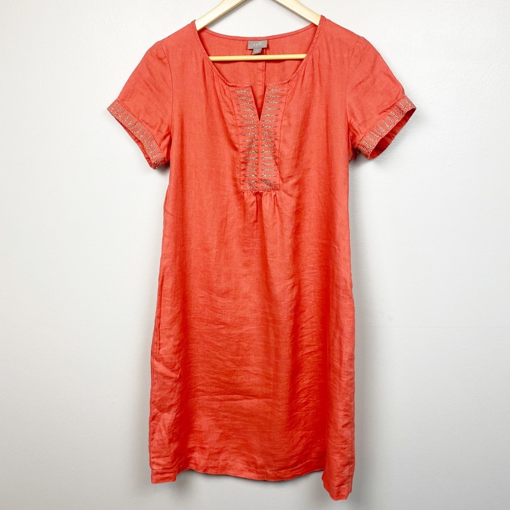 J. Jill Vibrant Coral Short Sleeve Mini Dress